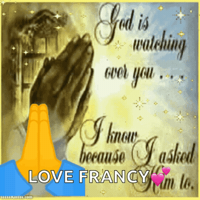 A Picture Of A Person Praying With The Words " God Is Watching Over You " GIF