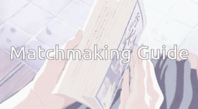 A Picture Of A Person Reading A Book With The Words Matchmaking Guide Written Below It GIF