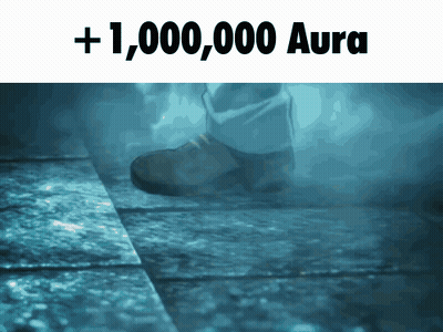 A Picture Of A Person 'S Foot With The Words +1,000,000 Aura GIF
