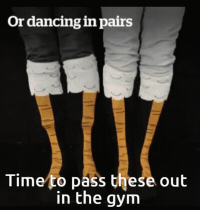 A Picture Of A Person 'S Legs With The Words " Time To Pass These Out In The Gym " GIF