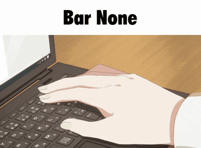 A Picture Of A Person Typing On A Laptop With The Words Bar None Above Them GIF