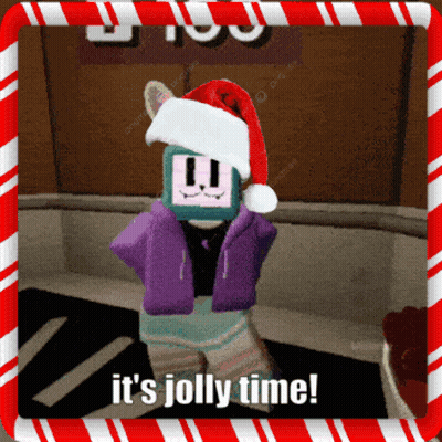 A Picture Of A Person Wearing A Santa Hat With The Words It 'S Jolly Time GIF