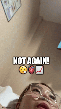 A Picture Of A Person With A Heart And The Words " Not Again " On It GIF