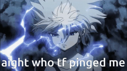 A Picture Of A Person With A Lightning Bolt Behind Them And The Words Aight Who Tf Pinged Me GIF
