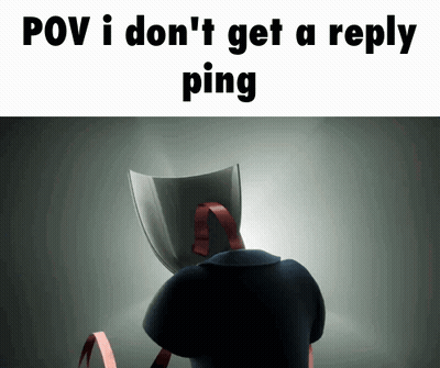A Picture Of A Person With A Mask On Their Head And The Words Pov I Don T Get A Reply Ping GIF