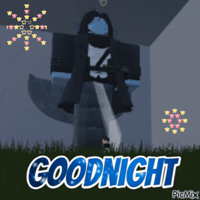 A Picture Of A Person With A Sword And The Words Goodnight GIF