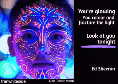 A Picture Of A Person With Glow In The Dark Paint On Their Face With The Caption " You 'Re Glowing " GIF