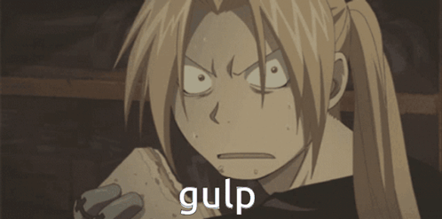 A Picture Of A Person With The Word Gulp On It GIF