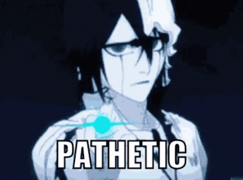A Picture Of A Person With The Word Pathetic Written On It GIF
