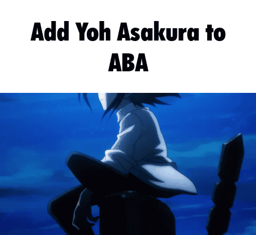 A Picture Of A Person With The Words Add Yoh Asakura To Aba On It GIF