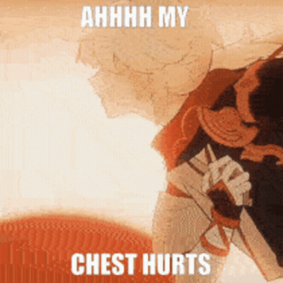 A Picture Of A Person With The Words Ahhhh My Chest Hurts GIF