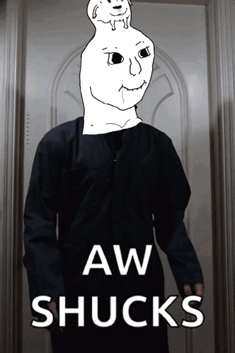 A Picture Of A Person With The Words Aw Shucks Written On It GIF