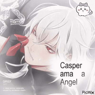 A Picture Of A Person With The Words Casper Ama A Angel On It GIF