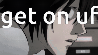A Picture Of A Person With The Words Get On Uf Written Above It GIF