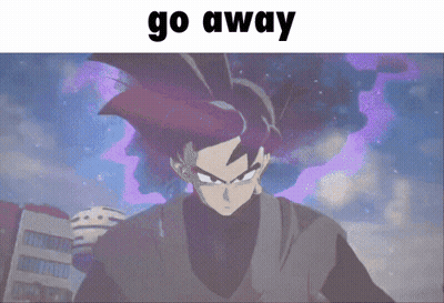 A Picture Of A Person With The Words Go Away Above Them GIF