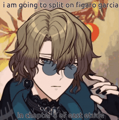 A Picture Of A Person With The Words I Am Going To Split On Figaro Garcia In Chapter 8 Of East Etude Written On It GIF