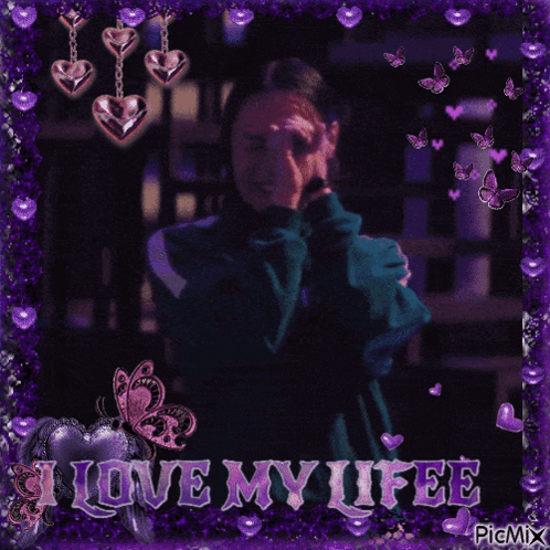 A Picture Of A Person With The Words " I Love My Life " On The Bottom GIF