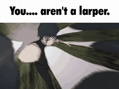 A Picture Of A Person With The Words " You Aren 'T A Larper " GIF