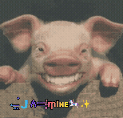 A Picture Of A Pig With The Name Jasmine Written On It GIF