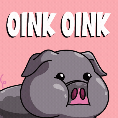 A Picture Of A Pig With The Words Oink Oink Below It GIF