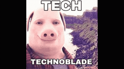 A Picture Of A Pig With The Words Tech Technoblade On The Bottom GIF