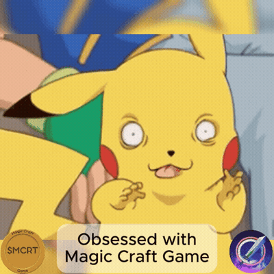 A Picture Of A Pikachu With The Words Obsessed With Magic Craft Game GIF