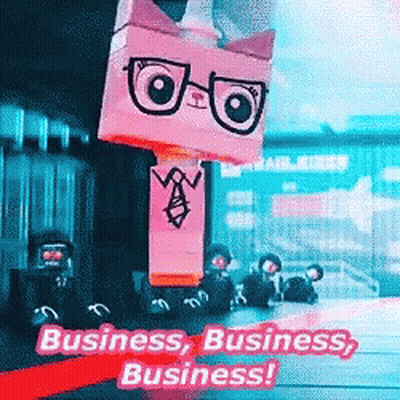 A Picture Of A Pink Cat With Glasses And A Tie With The Words Business Business Business Written Below It GIF