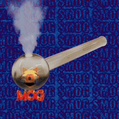 A Picture Of A Pipe With Smoke Coming Out Of It And The Word Smog In Red GIF