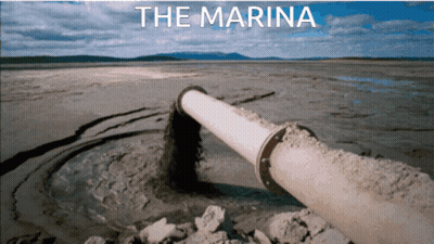 A Picture Of A Pipe With The Words The Marina Written Above It GIF