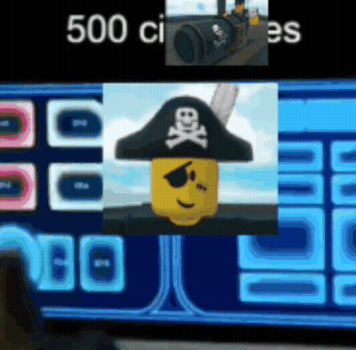 A Picture Of A Pirate With The Number 500 On The Top GIF