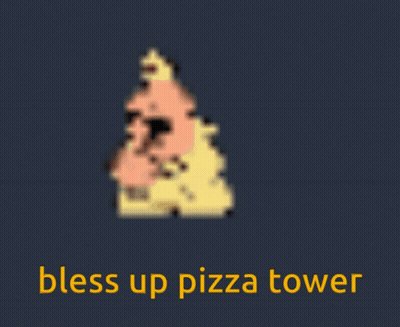 A Picture Of A Pizza Tower With The Words Bless Up Pizza Tower GIF