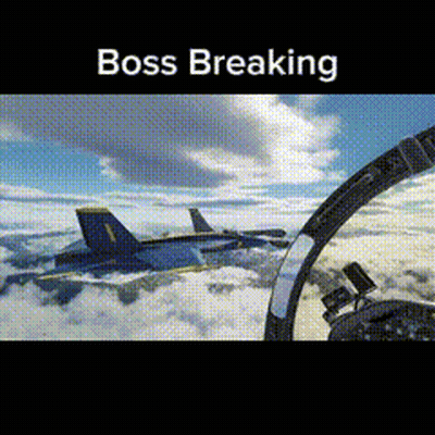 A Picture Of A Plane In The Sky With The Words Boss Breaking GIF