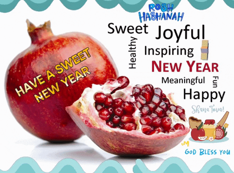 A Picture Of A Pomegranate With The Words Have A Sweet New Year On It GIF