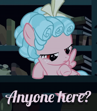 A Picture Of A Pony And The Words Anyone Here GIF