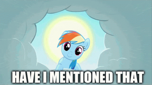 A Picture Of A Pony With The Words " Have I Mentioned That " GIF