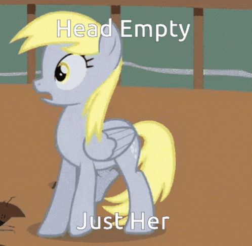 A Picture Of A Pony With The Words Head Empty Just Her On It GIF