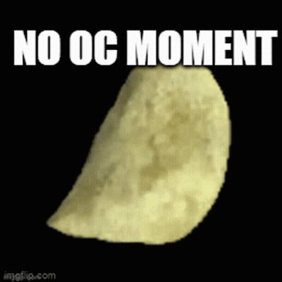 A Picture Of A Potato Chip With The Words No Oc Moment Written On It GIF