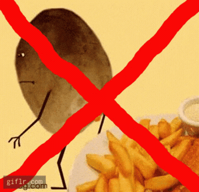 A Picture Of A Potato With Arms And Legs Crossed Out GIF