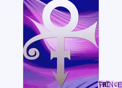 A Picture Of A Prince Symbol On A Blue And Purple Background GIF
