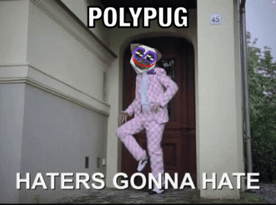 A Picture Of A Pug With Haters Gonna Hate Written Underneath It GIF