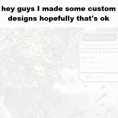 A Picture Of A Purple And Yellow Robot With A Caption That Says Hey Guys I Made Some Custom Designs Hopefully That 'S Ok GIF