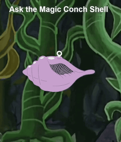 A Picture Of A Purple Conch Shell With The Words Ask The Magic Conch Shell GIF