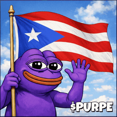 A Picture Of A Purple Frog Holding A Puerto Rican Flag GIF