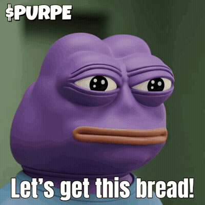 A Picture Of A Purple Frog With The Words Let 'S Get This Bread GIF