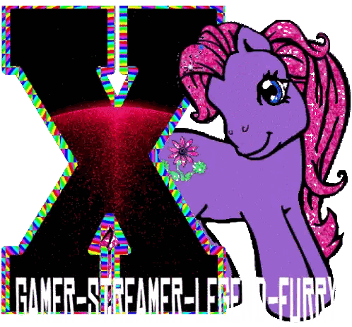 A Picture Of A Purple Pony With The Words Gamer Streamer Leap Furry Sticker