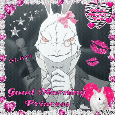 A Picture Of A Rabbit With The Words Good Morning Princess Written On It GIF