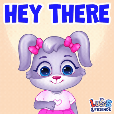A Picture Of A Rabbit With The Words Hey There Written On It GIF