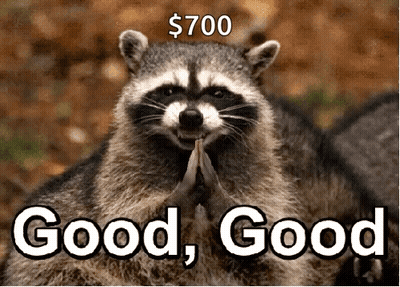 A Picture Of A Raccoon With The Words Good Good Written On It GIF