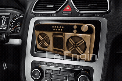 A Picture Of A Radio In A Car With The Word Engine Written Below It GIF