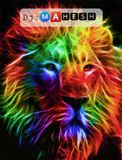 A Picture Of A Rainbow Colored Lion With Dj Mahesh Written Below It GIF